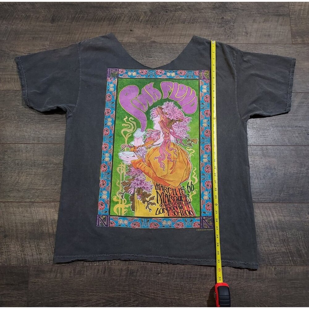Pink Floyd Shirt XL Gray Destroyed Retro 1966 Marquee London Art Nouveau Poster - Picture 8 of 11